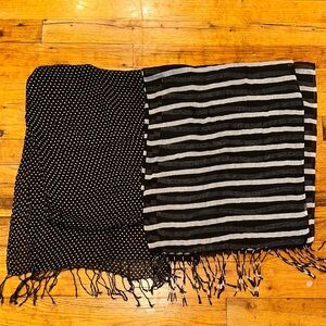 Black and White Striped and Polka Dot Scarf